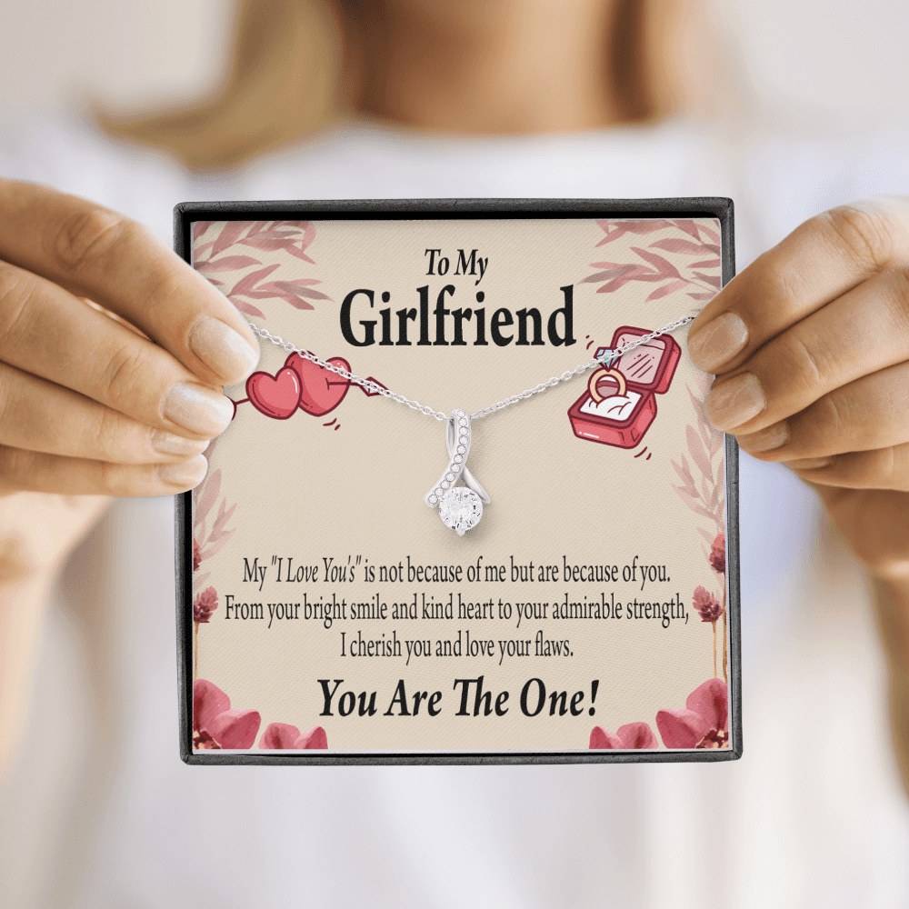 To My Girlfriend The One Alluring Ribbon Necklace Message Card-Express Your Love Gifts