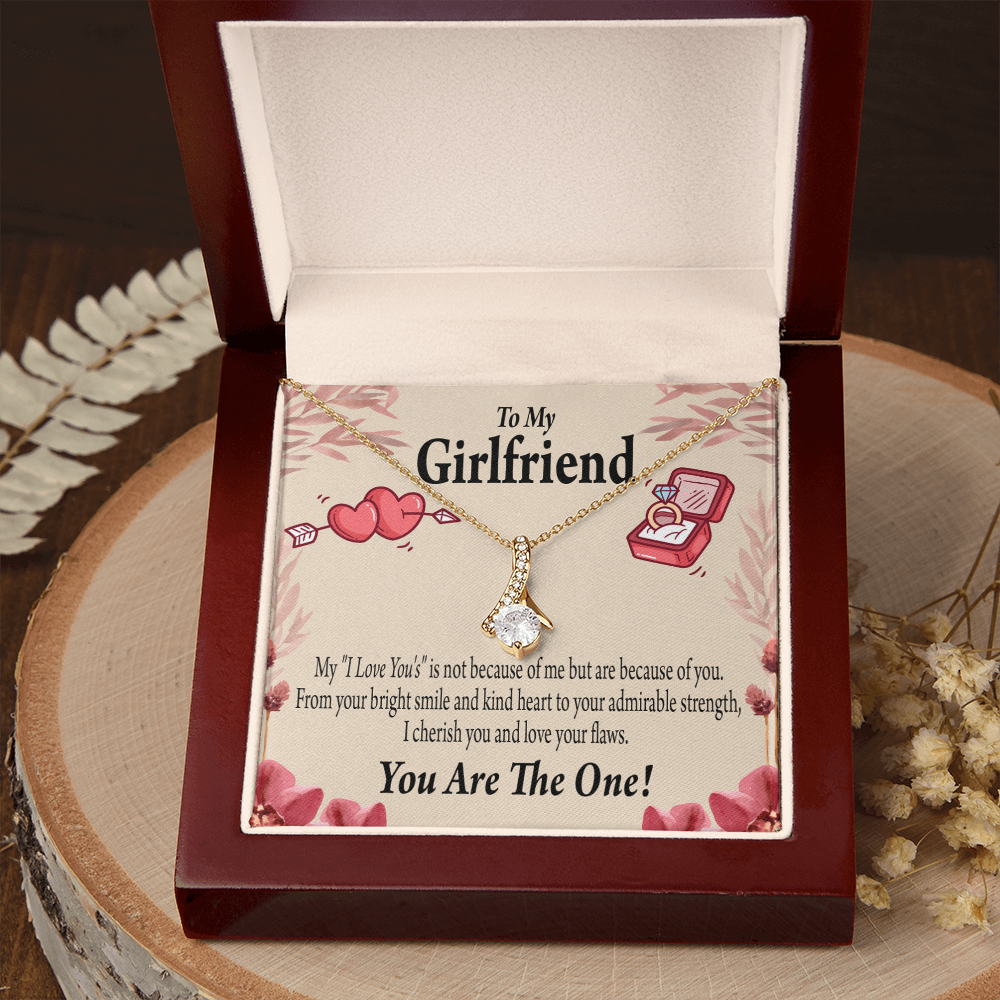 To My Girlfriend The One Alluring Ribbon Necklace Message Card-Express Your Love Gifts
