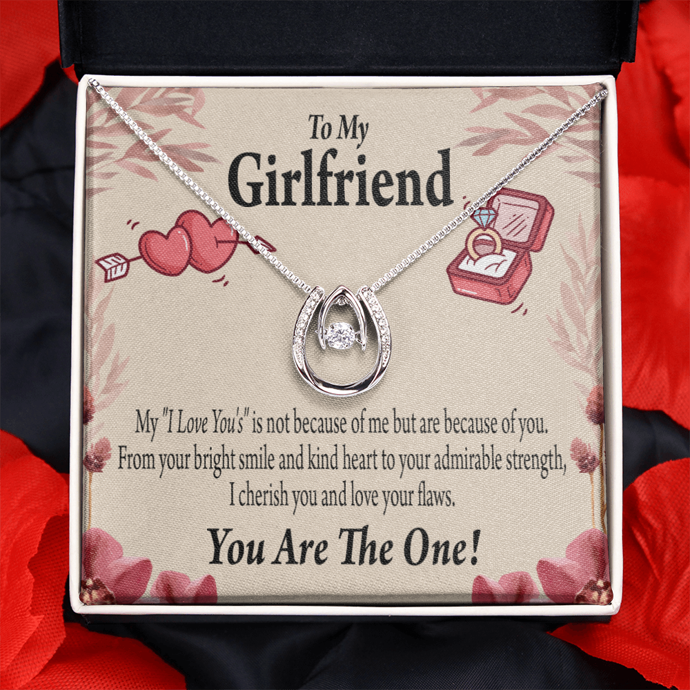 To My Girlfriend The One Lucky Horseshoe Necklace Message Card 14k w CZ Crystals-Express Your Love Gifts
