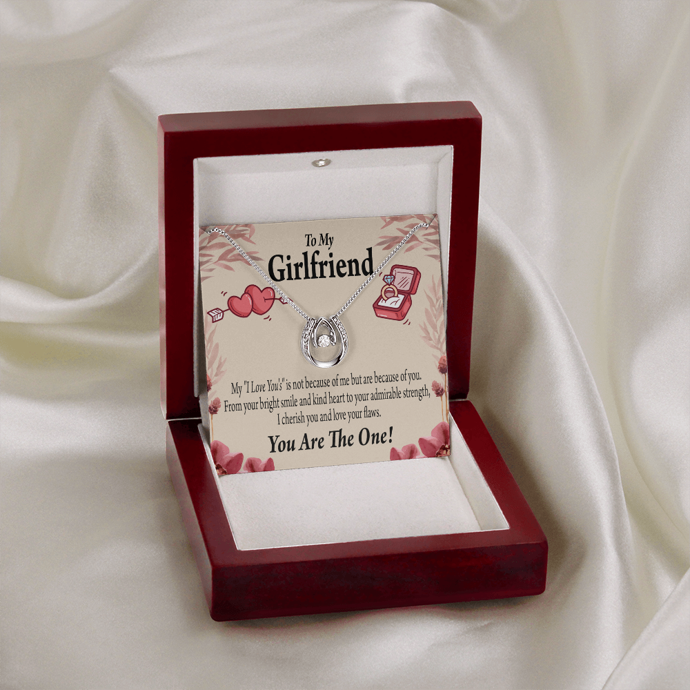 To My Girlfriend The One Lucky Horseshoe Necklace Message Card 14k w CZ Crystals-Express Your Love Gifts