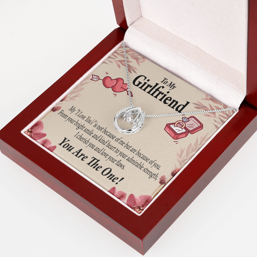 To My Girlfriend The One Lucky Horseshoe Necklace Message Card 14k w CZ Crystals-Express Your Love Gifts