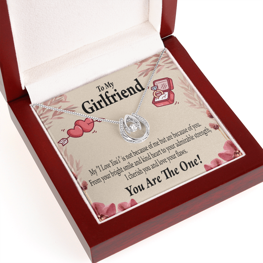 To My Girlfriend The One Lucky Horseshoe Necklace Message Card 14k w CZ Crystals-Express Your Love Gifts