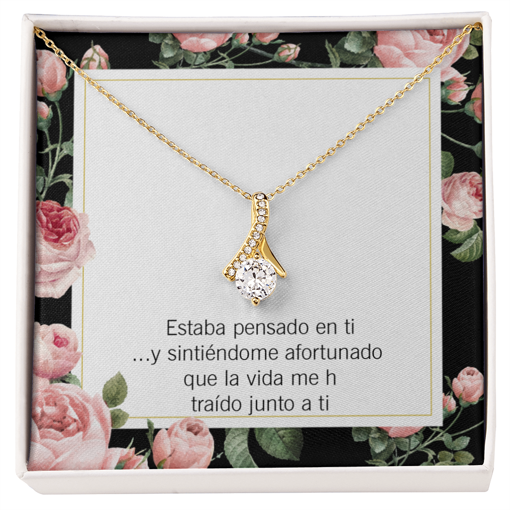 To My Girlfriend Thinking of You Spanish Alluring Ribbon Necklace Message Card-Express Your Love Gifts