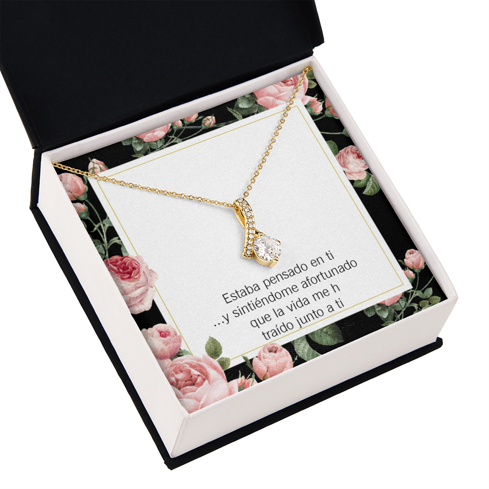 To My Girlfriend Thinking of You Spanish Alluring Ribbon Necklace Message Card-Express Your Love Gifts