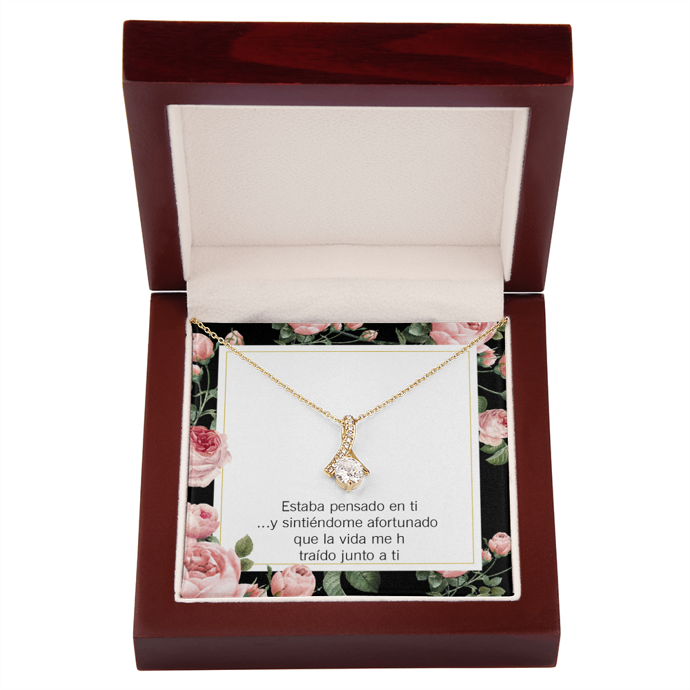 To My Girlfriend Thinking of You Spanish Alluring Ribbon Necklace Message Card-Express Your Love Gifts