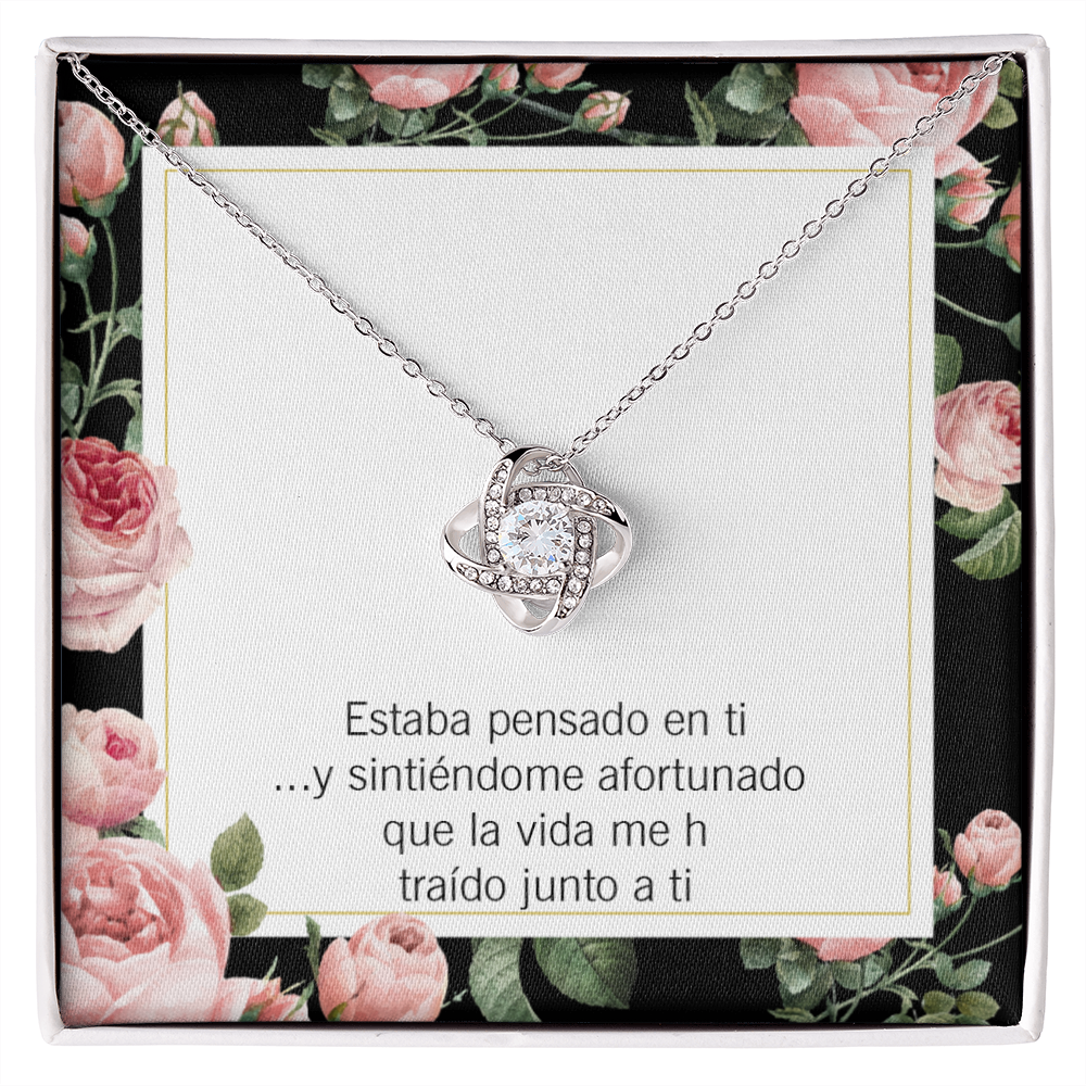 To My Girlfriend Thinking of You Spanish Infinity Knot Necklace Message Card-Express Your Love Gifts