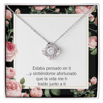 To My Girlfriend Thinking of You Spanish Infinity Knot Necklace Message Card-Express Your Love Gifts