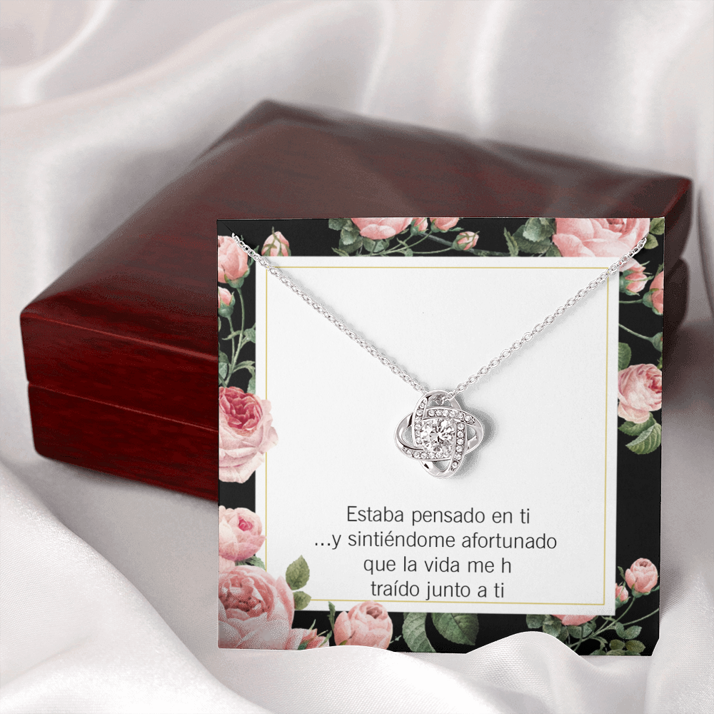 To My Girlfriend Thinking of You Spanish Infinity Knot Necklace Message Card-Express Your Love Gifts
