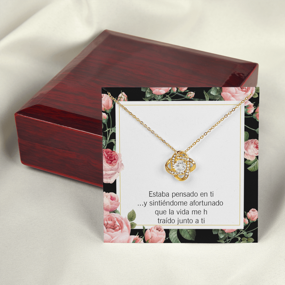 To My Girlfriend Thinking of You Spanish Infinity Knot Necklace Message Card-Express Your Love Gifts