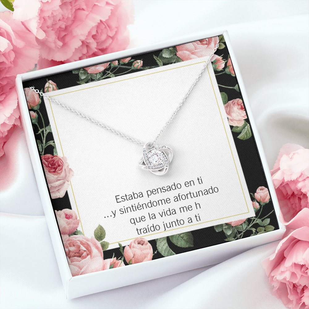 To My Girlfriend Thinking of You Spanish Infinity Knot Necklace Message Card-Express Your Love Gifts