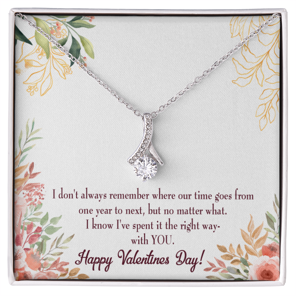 To My Girlfriend Time Well Spent Alluring Ribbon Necklace Message Card-Express Your Love Gifts