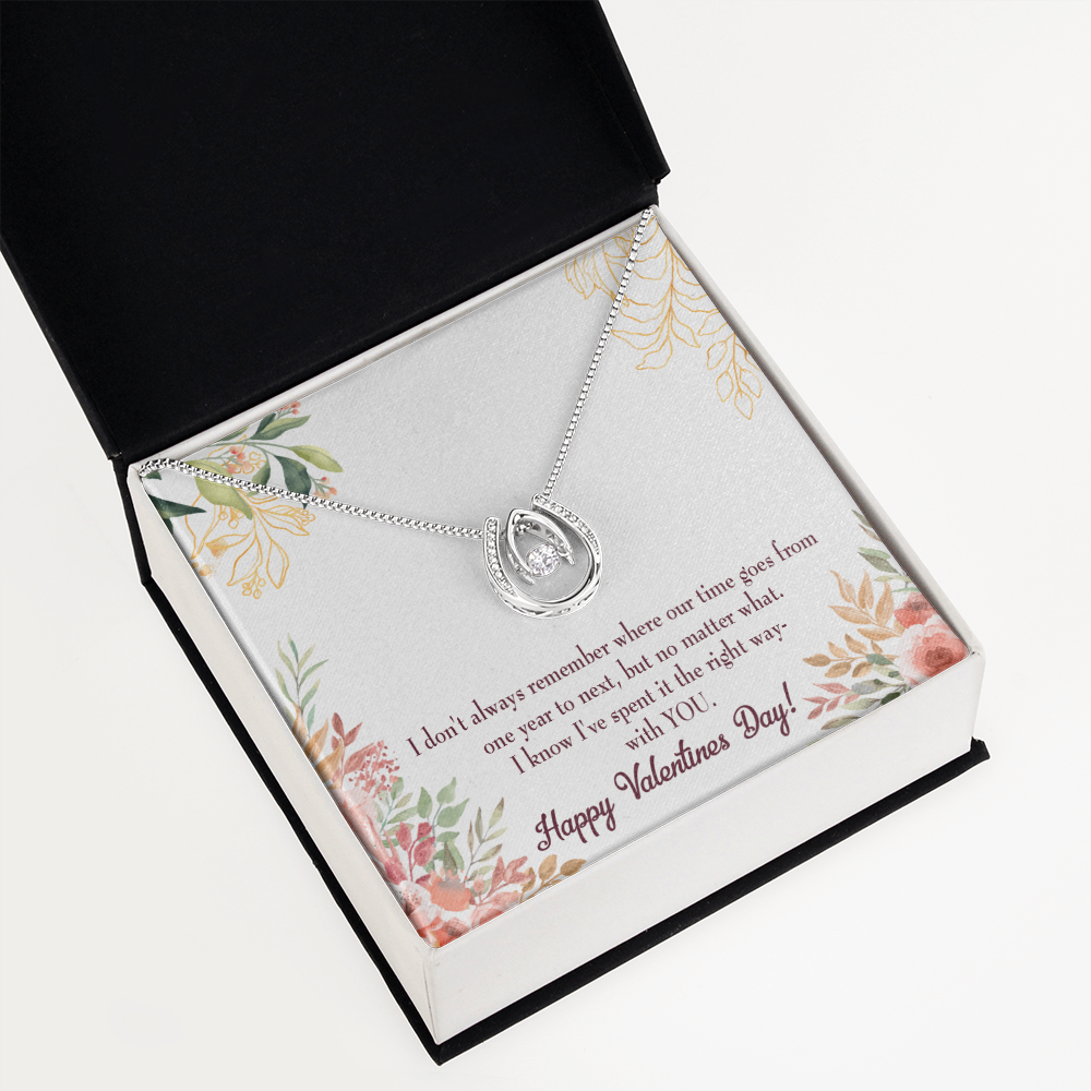 To My Girlfriend Time Well Spent Lucky Horseshoe Necklace Message Card 14k w CZ Crystals-Express Your Love Gifts