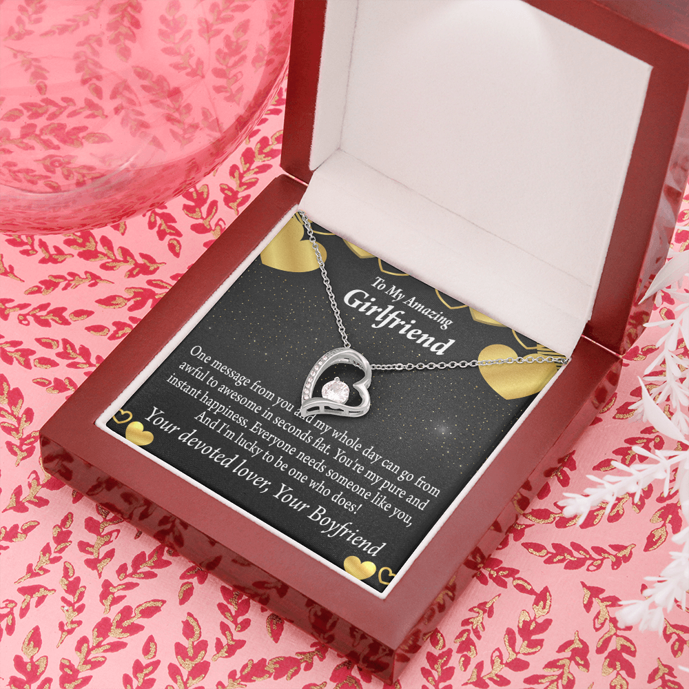 To My Girlfriend To My Girlfriend Lucky To Have You Forever Necklace w Message Card-Express Your Love Gifts