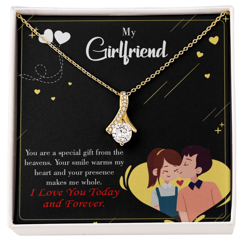 To My Girlfriend Today & Forever Alluring Ribbon Necklace Message Card-Express Your Love Gifts