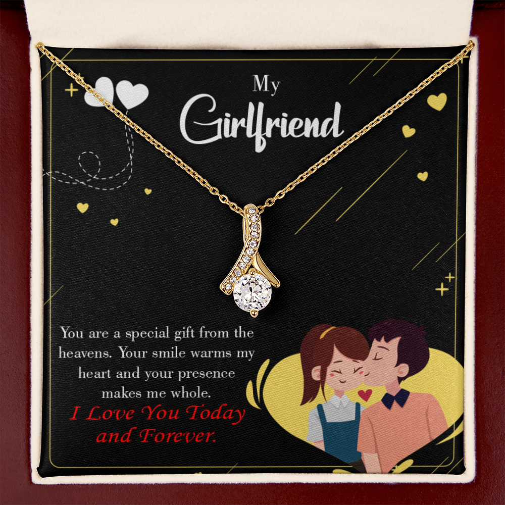 To My Girlfriend Today & Forever Alluring Ribbon Necklace Message Card-Express Your Love Gifts