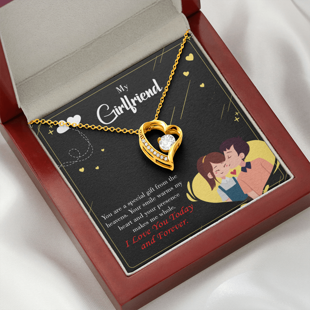 To My Girlfriend Today & Forever Forever Necklace w Message Card-Express Your Love Gifts
