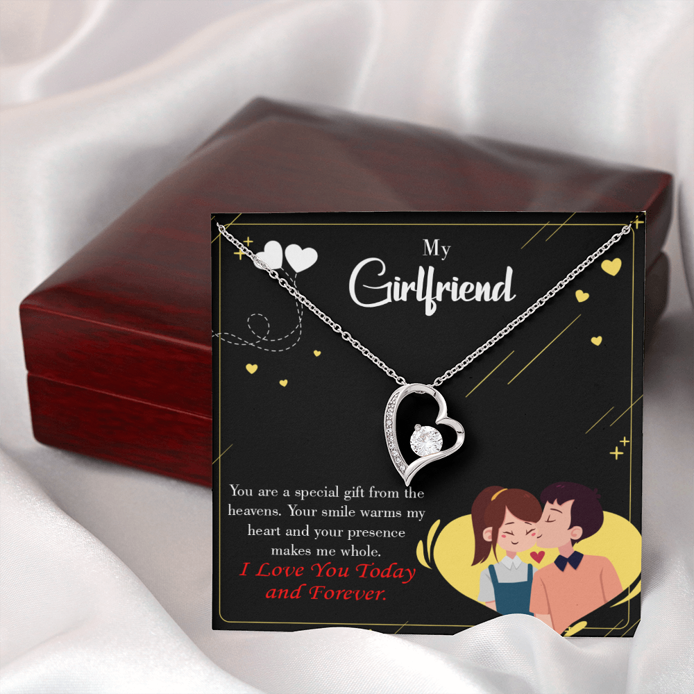To My Girlfriend Today & Forever Forever Necklace w Message Card-Express Your Love Gifts