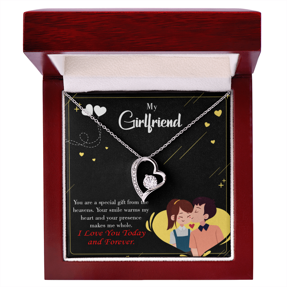 To My Girlfriend Today & Forever Forever Necklace w Message Card-Express Your Love Gifts