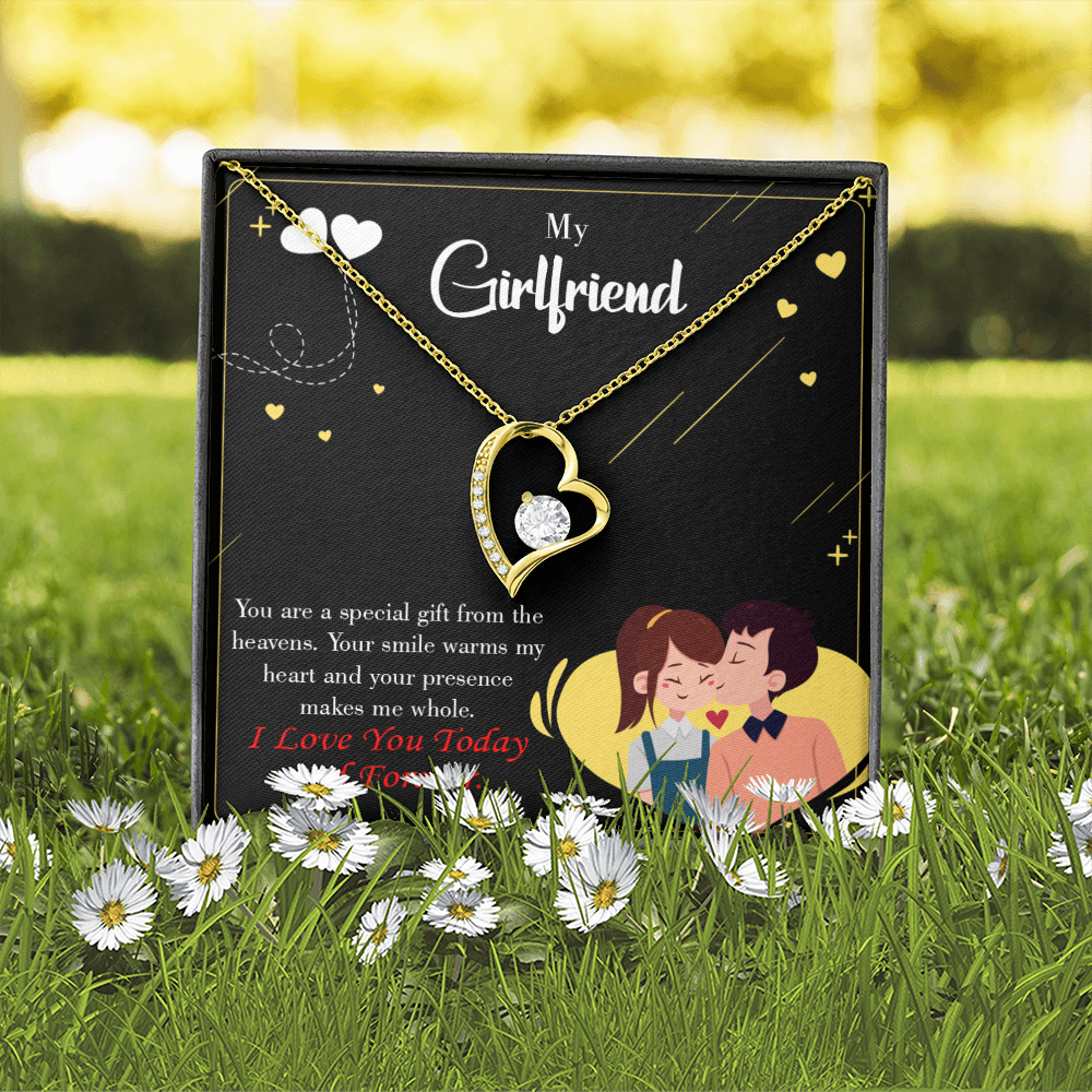 To My Girlfriend Today & Forever Forever Necklace w Message Card-Express Your Love Gifts