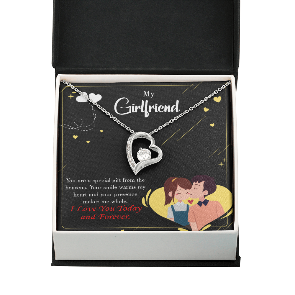 To My Girlfriend Today & Forever Forever Necklace w Message Card-Express Your Love Gifts