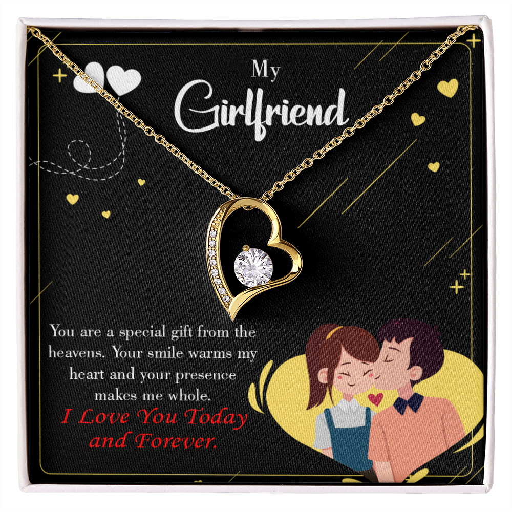To My Girlfriend Today & Forever Forever Necklace w Message Card-Express Your Love Gifts