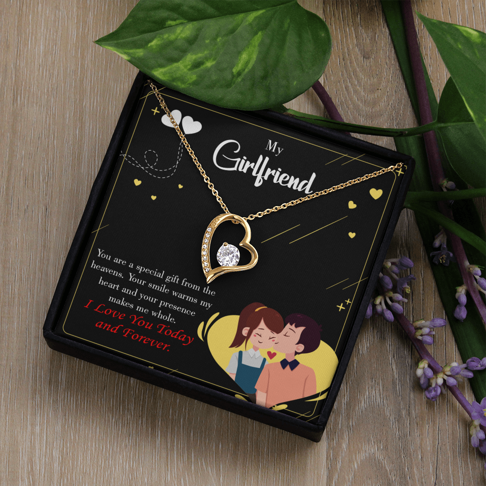 To My Girlfriend Today & Forever Forever Necklace w Message Card-Express Your Love Gifts