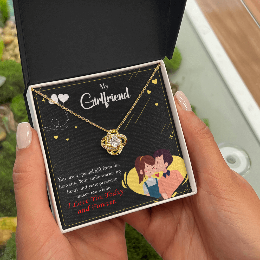To My Girlfriend Today & Forever Infinity Knot Necklace Message Card-Express Your Love Gifts