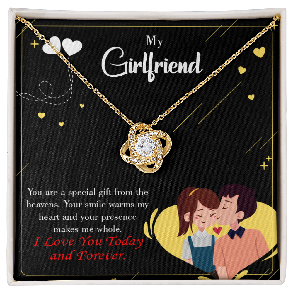 To My Girlfriend Today & Forever Infinity Knot Necklace Message Card-Express Your Love Gifts