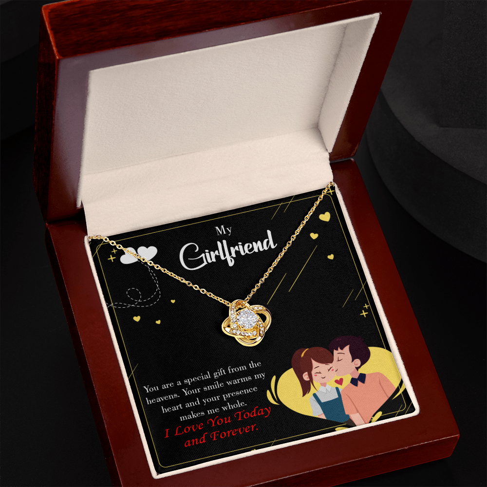 To My Girlfriend Today & Forever Infinity Knot Necklace Message Card-Express Your Love Gifts