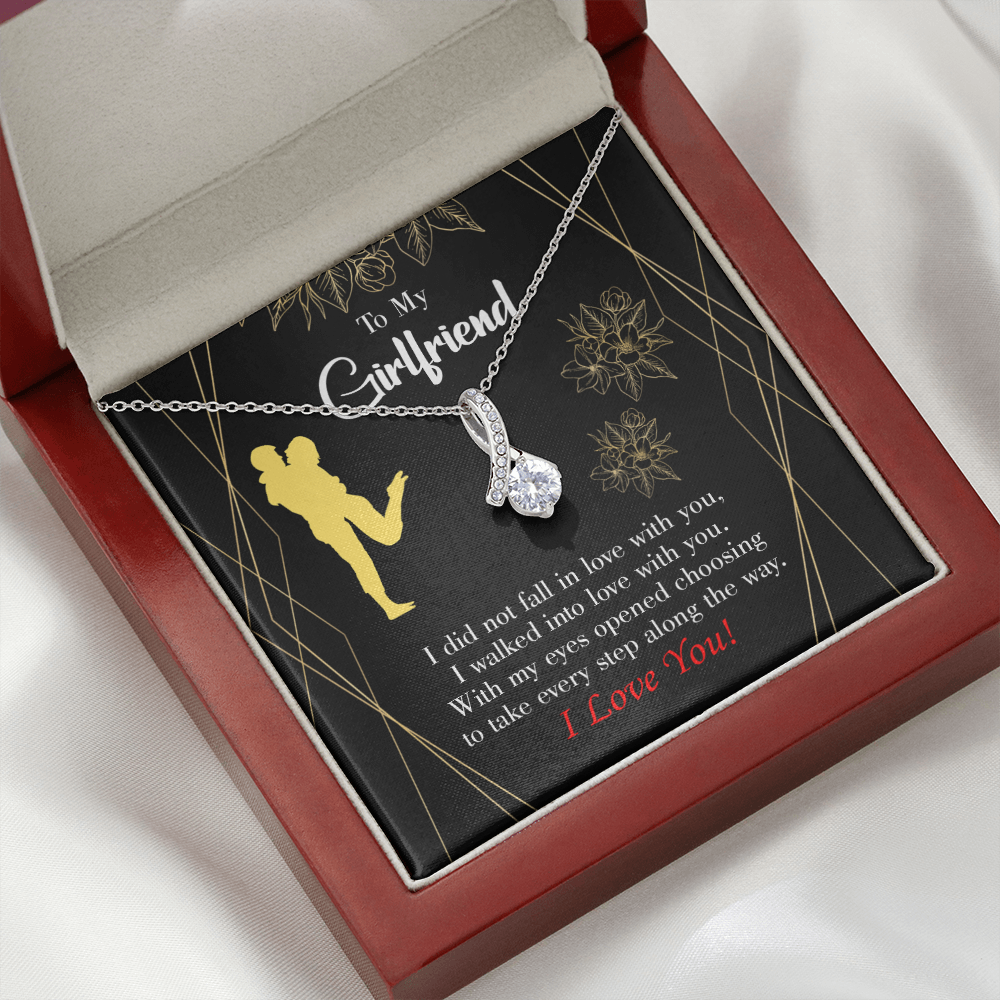 To My Girlfriend Walked Into Love Alluring Ribbon Necklace Message Card-Express Your Love Gifts