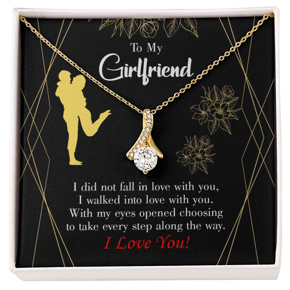To My Girlfriend Walked Into Love Alluring Ribbon Necklace Message Card-Express Your Love Gifts