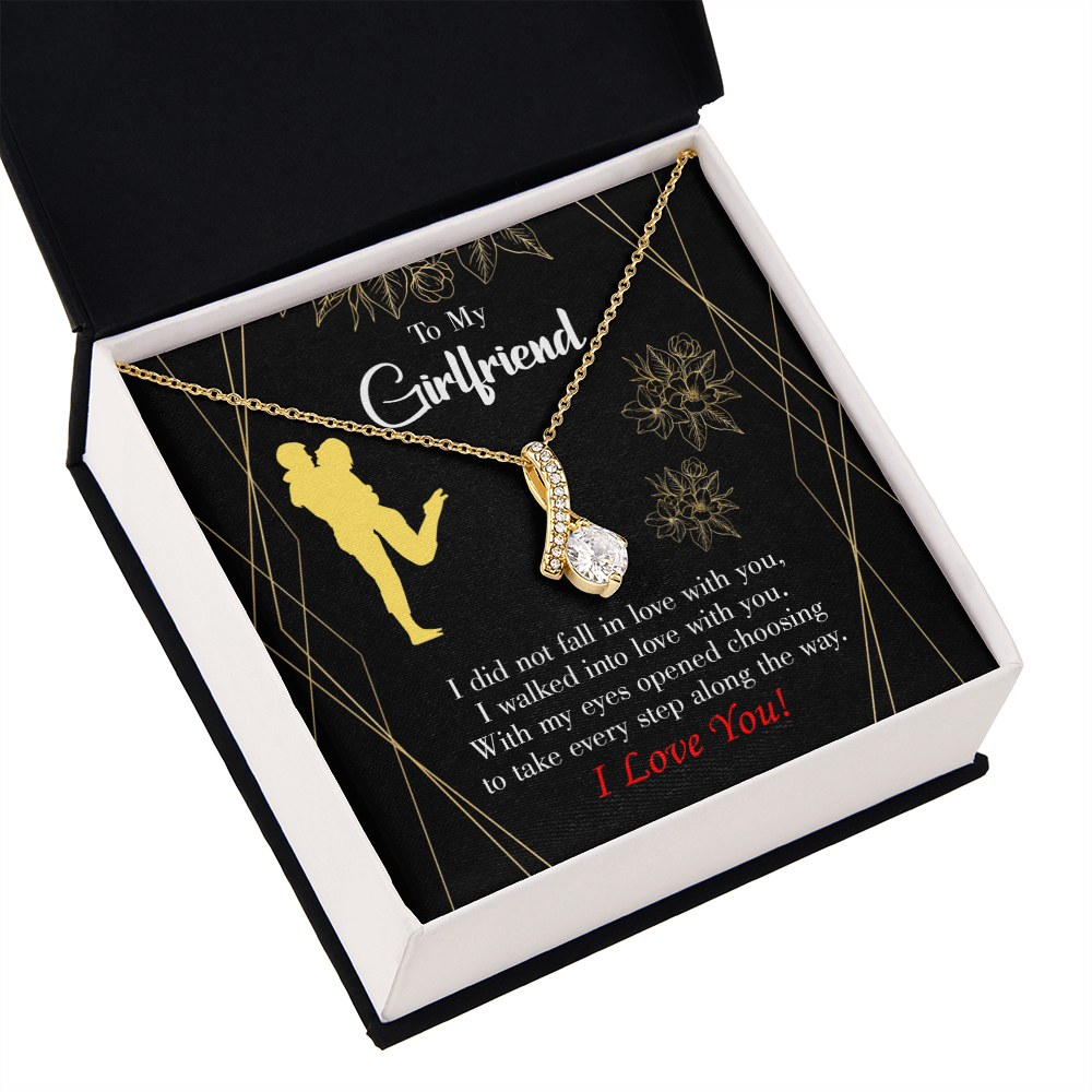 To My Girlfriend Walked Into Love Alluring Ribbon Necklace Message Card-Express Your Love Gifts