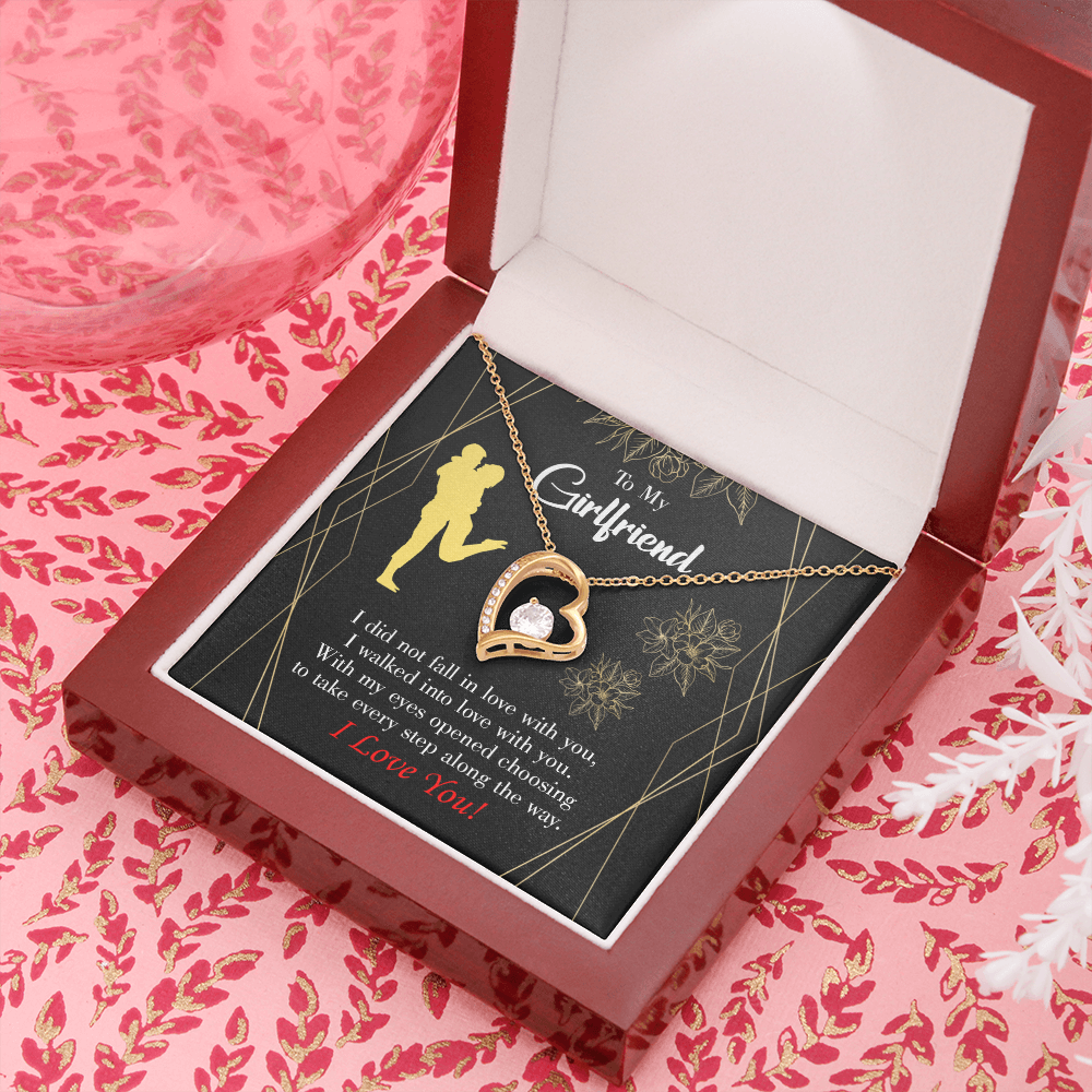 To My Girlfriend Walked Into Love Forever Necklace w Message Card-Express Your Love Gifts