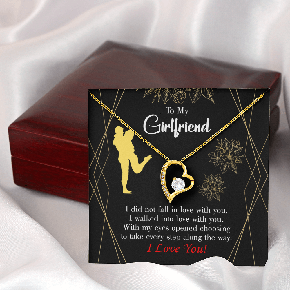 To My Girlfriend Walked Into Love Forever Necklace w Message Card-Express Your Love Gifts