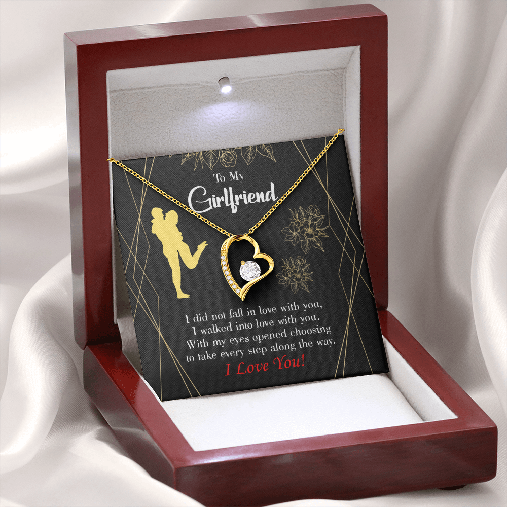To My Girlfriend Walked Into Love Forever Necklace w Message Card-Express Your Love Gifts