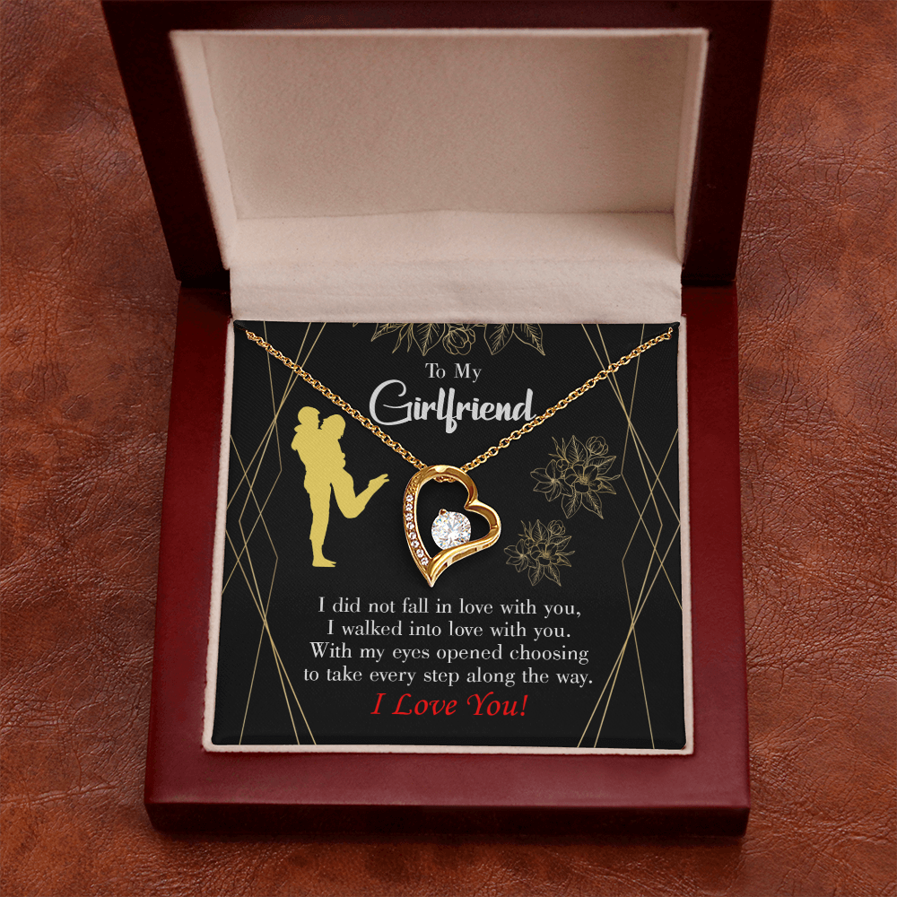 To My Girlfriend Walked Into Love Forever Necklace w Message Card-Express Your Love Gifts