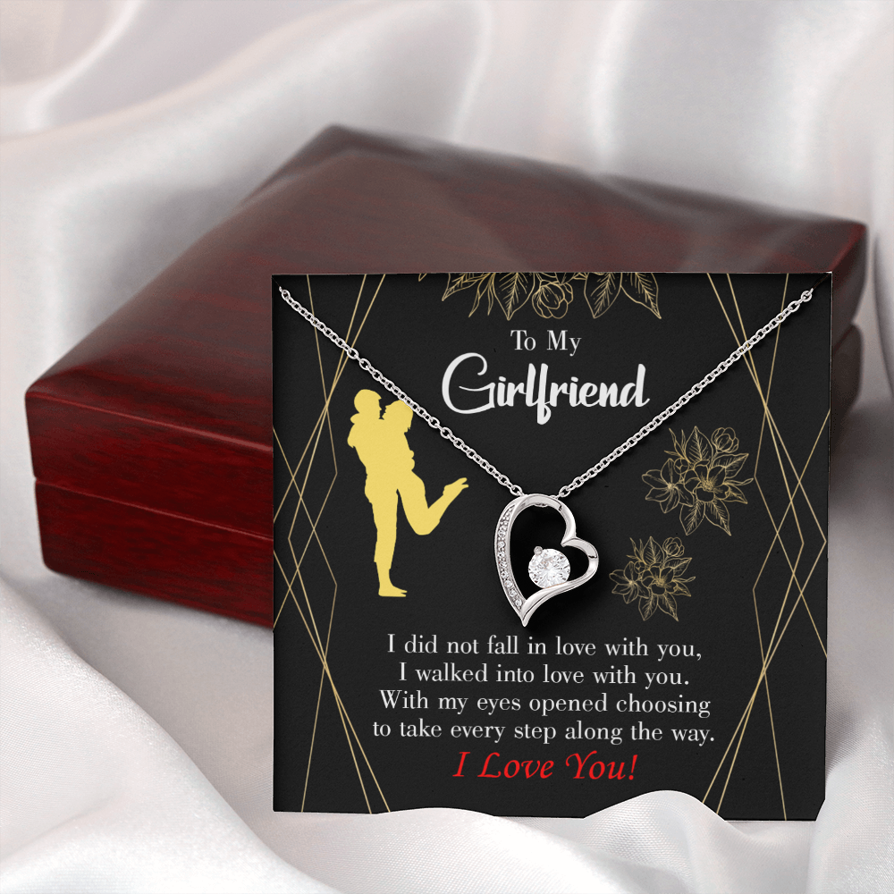 To My Girlfriend Walked Into Love Forever Necklace w Message Card-Express Your Love Gifts
