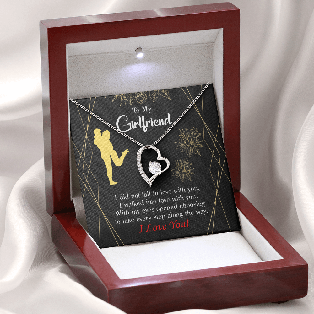 To My Girlfriend Walked Into Love Forever Necklace w Message Card-Express Your Love Gifts