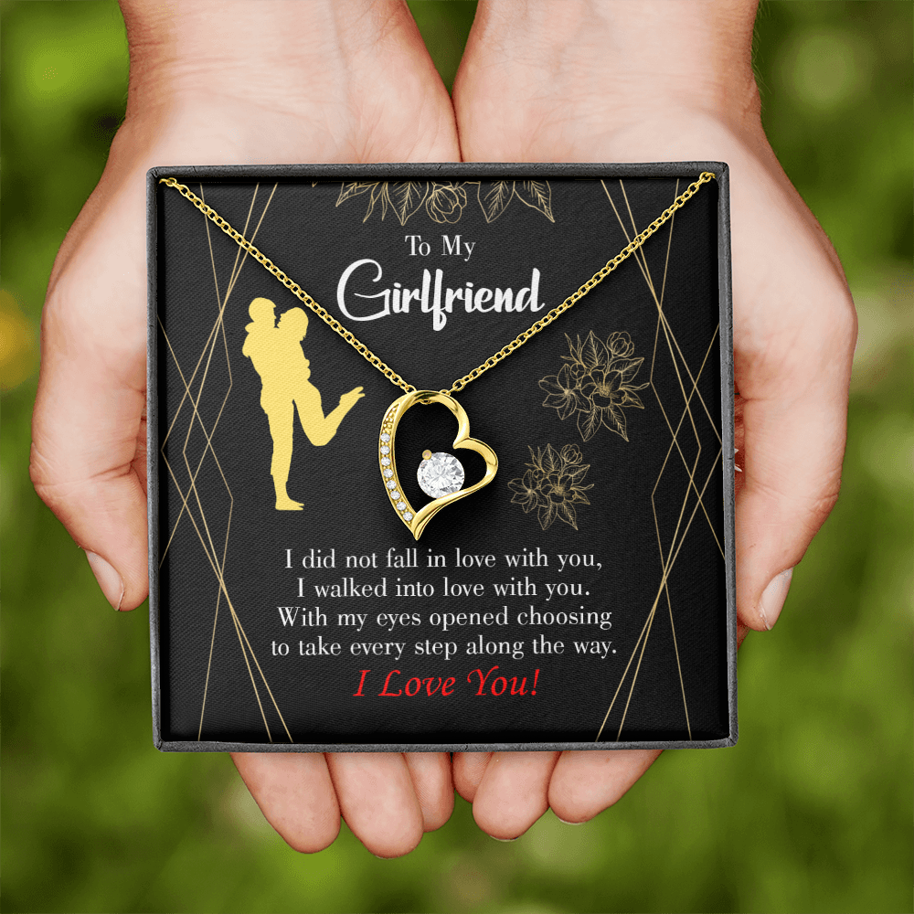 To My Girlfriend Walked Into Love Forever Necklace w Message Card-Express Your Love Gifts