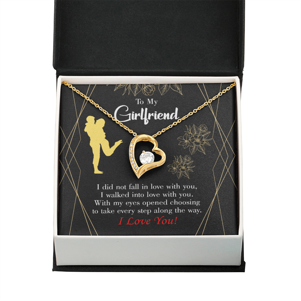 To My Girlfriend Walked Into Love Forever Necklace w Message Card-Express Your Love Gifts