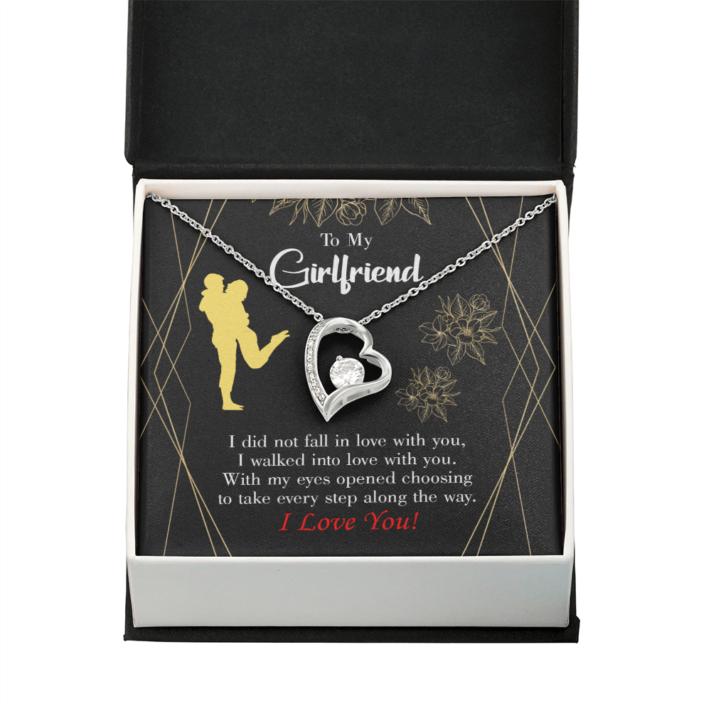 To My Girlfriend Walked Into Love Forever Necklace w Message Card-Express Your Love Gifts