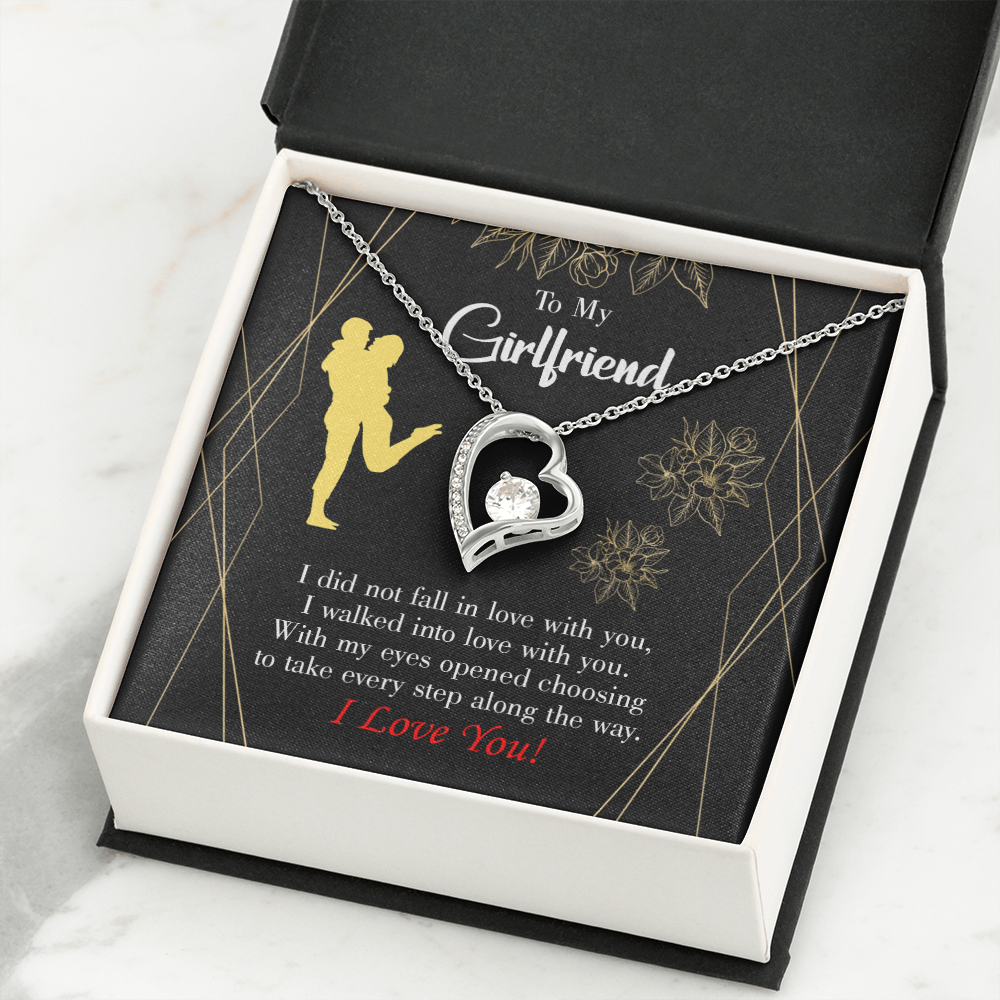 To My Girlfriend Walked Into Love Forever Necklace w Message Card-Express Your Love Gifts