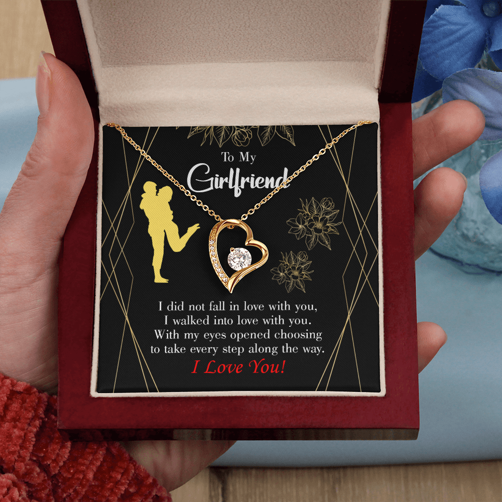 To My Girlfriend Walked Into Love Forever Necklace w Message Card-Express Your Love Gifts