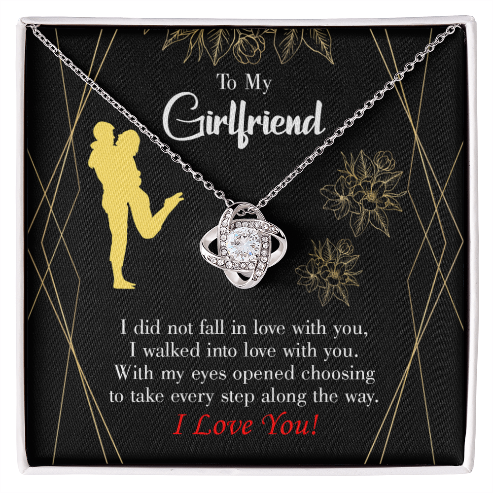 To My Girlfriend Walked Into Love Infinity Knot Necklace Message Card-Express Your Love Gifts