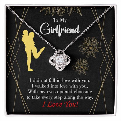 To My Girlfriend Walked Into Love Infinity Knot Necklace Message Card-Express Your Love Gifts