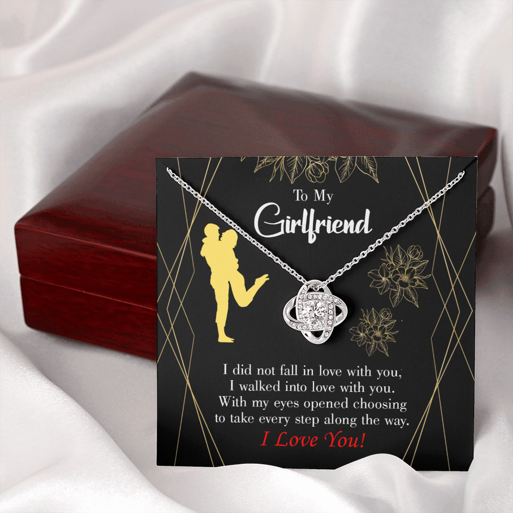 To My Girlfriend Walked Into Love Infinity Knot Necklace Message Card-Express Your Love Gifts