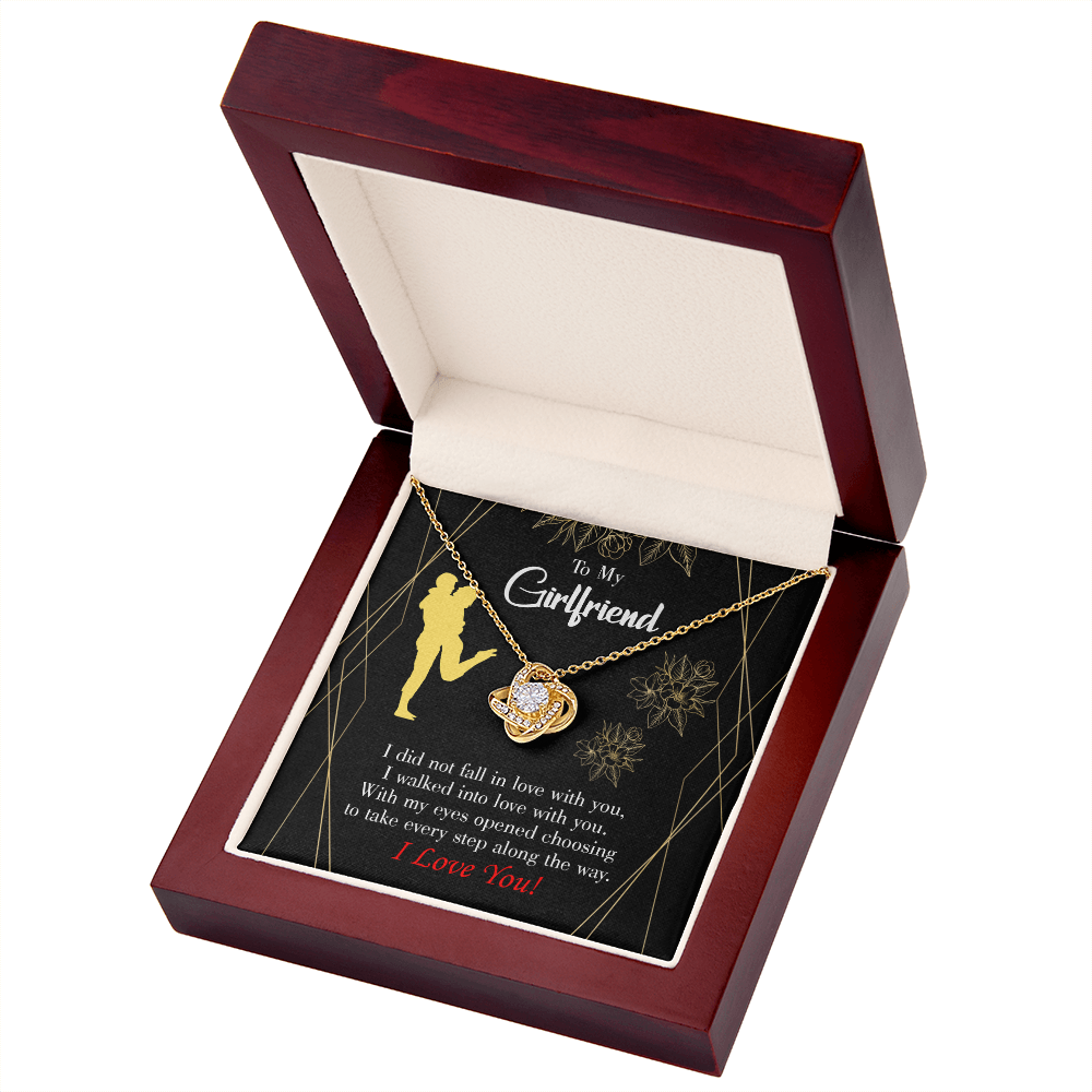 To My Girlfriend Walked Into Love Infinity Knot Necklace Message Card-Express Your Love Gifts