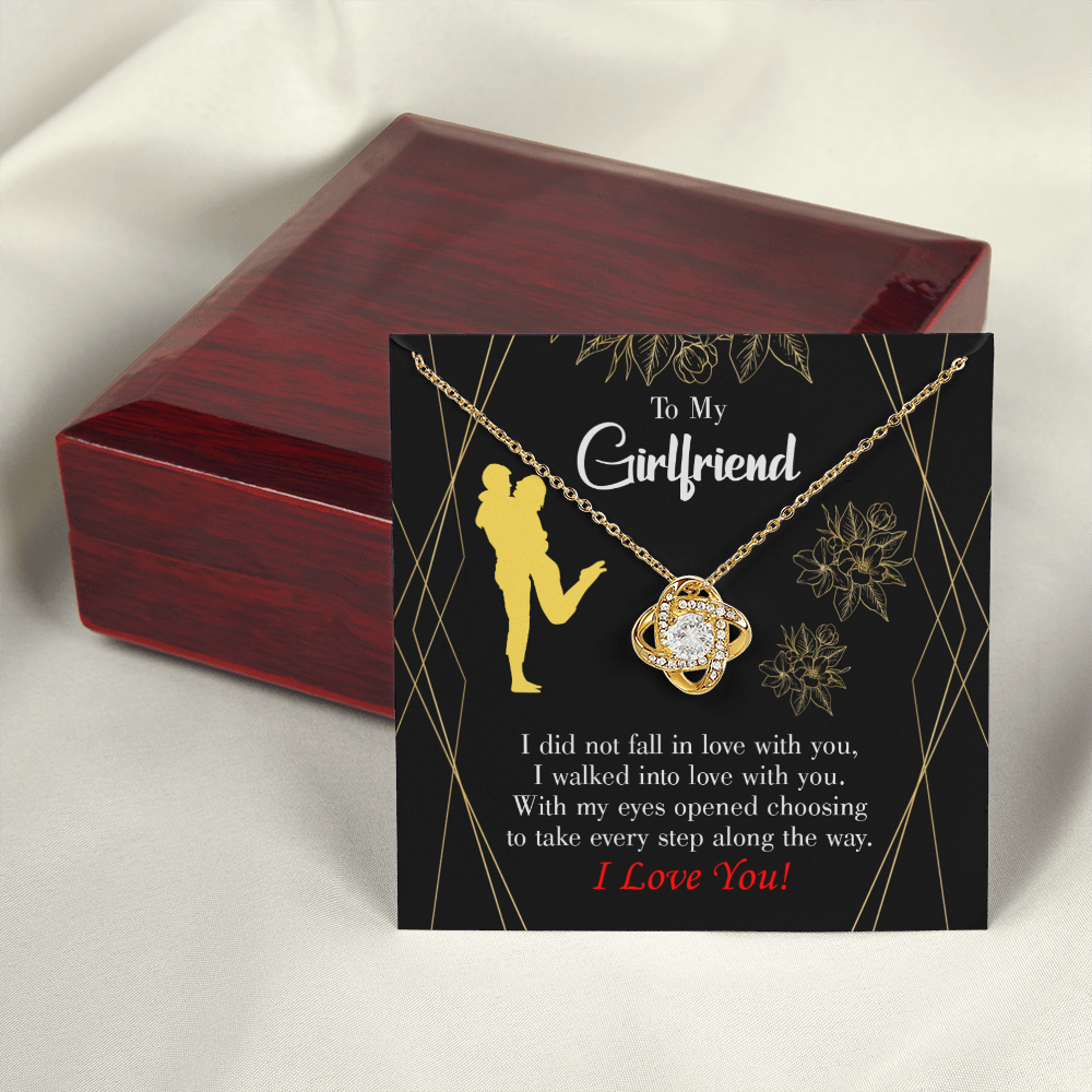 To My Girlfriend Walked Into Love Infinity Knot Necklace Message Card-Express Your Love Gifts