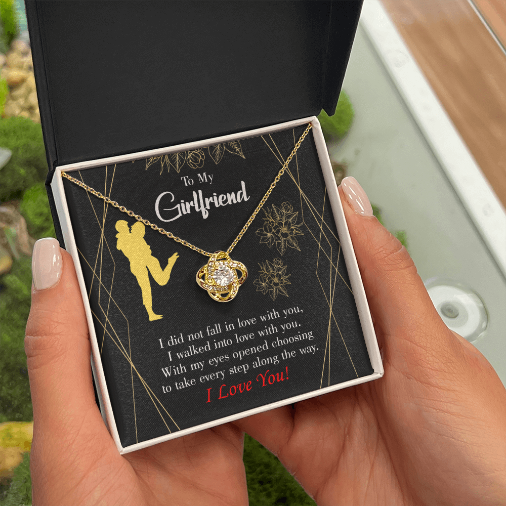 To My Girlfriend Walked Into Love Infinity Knot Necklace Message Card-Express Your Love Gifts