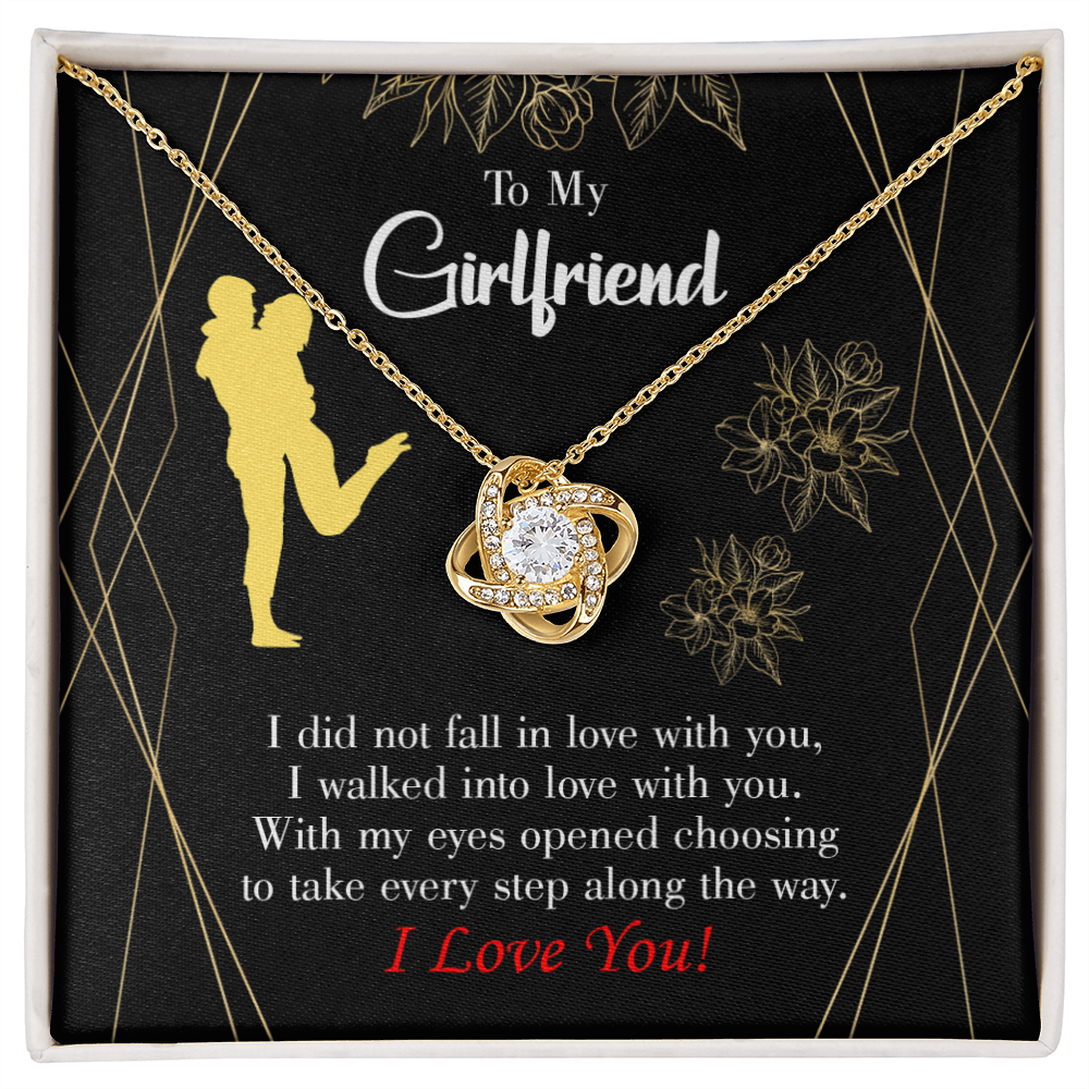 To My Girlfriend Walked Into Love Infinity Knot Necklace Message Card-Express Your Love Gifts
